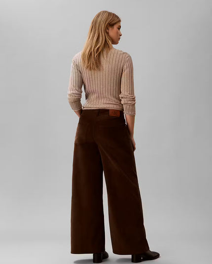 Corduroy Wide Legs Trousers - Brown Cork