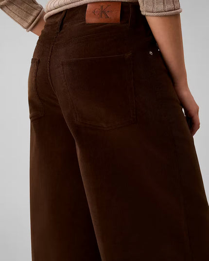 Corduroy Wide Legs Trousers - Brown Cork
