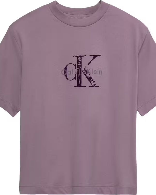 Short Sleeve Hand Drawn Monologo Tee - Dusky Orchid