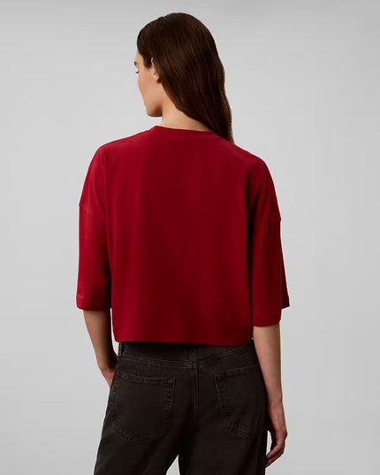 Boxy Crop Script Logo Tee - Rio Red
