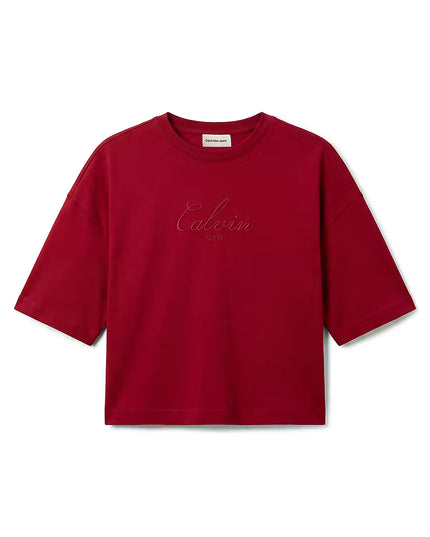 Boxy Crop Script Logo Tee - Rio Red