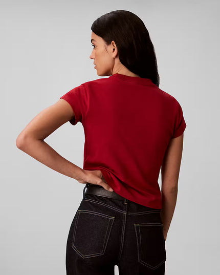 Baby Slim Fit Monologo Script T-Shirt - Rio Red