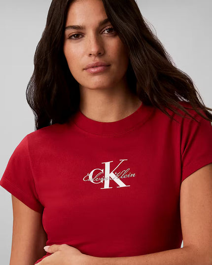 Baby Slim Fit Monologo Script T-Shirt - Rio Red