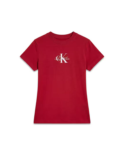 Baby Slim Fit Monologo Script T-Shirt - Rio Red