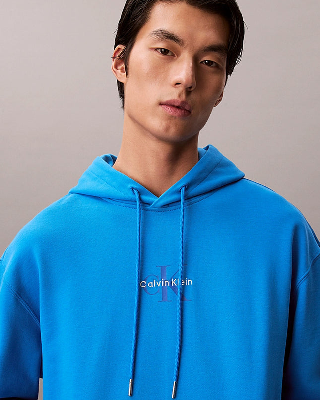 Cotton Terry Monogram Hoodie - French Blue