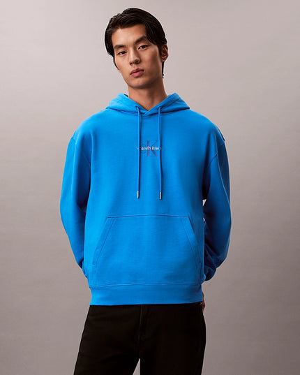 Cotton Terry Monogram Hoodie - French Blue