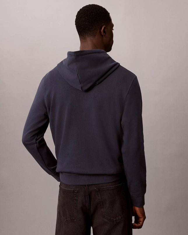 Cotton Terry Badge Hoodie - Blue Nights