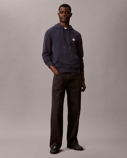 Cotton Terry Badge Hoodie - Blue Nights