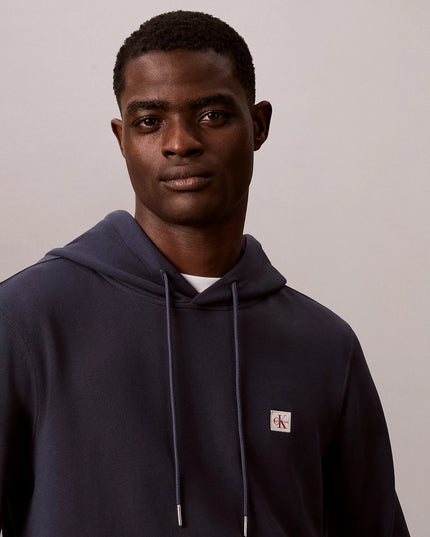Cotton Terry Badge Hoodie - Blue Nights