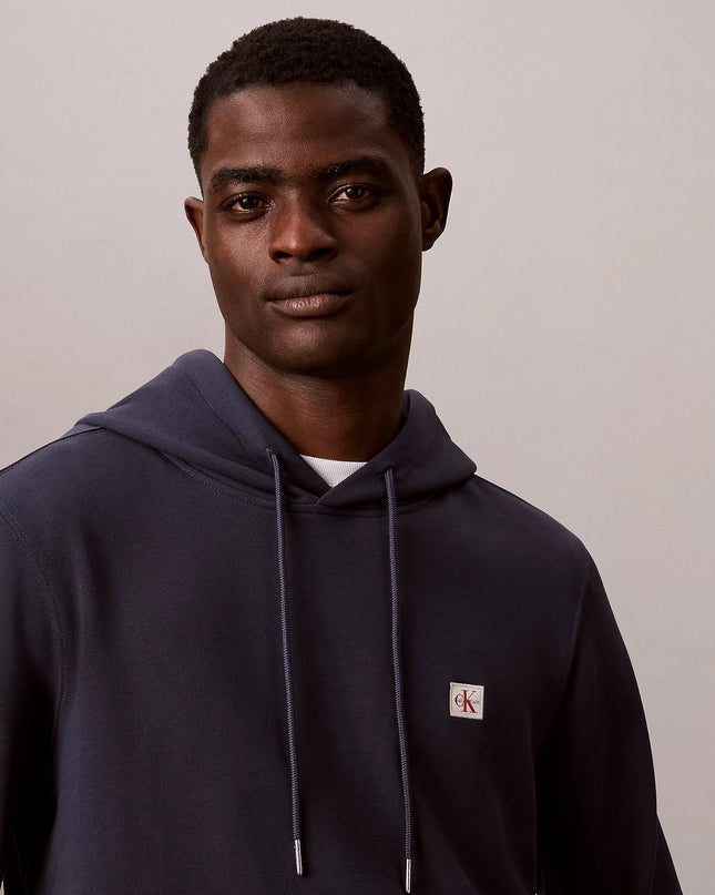 Cotton Terry Badge Hoodie - Blue Nights