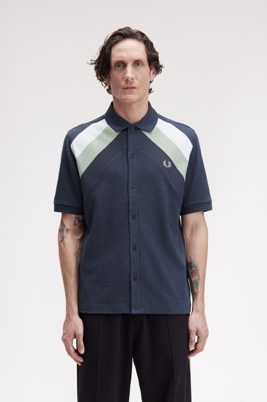 Striped Panel Button Thru Polo - Z81