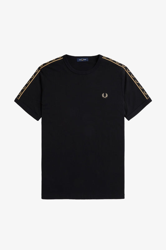 Fred Perry M4613 Contrast Tape Ringer T-Shirt - Black/Warm Stone
