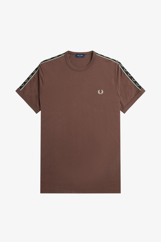 Fred Perry M4613 Contrast Tape Ringer T-Shirt - Brick/Warm Grey