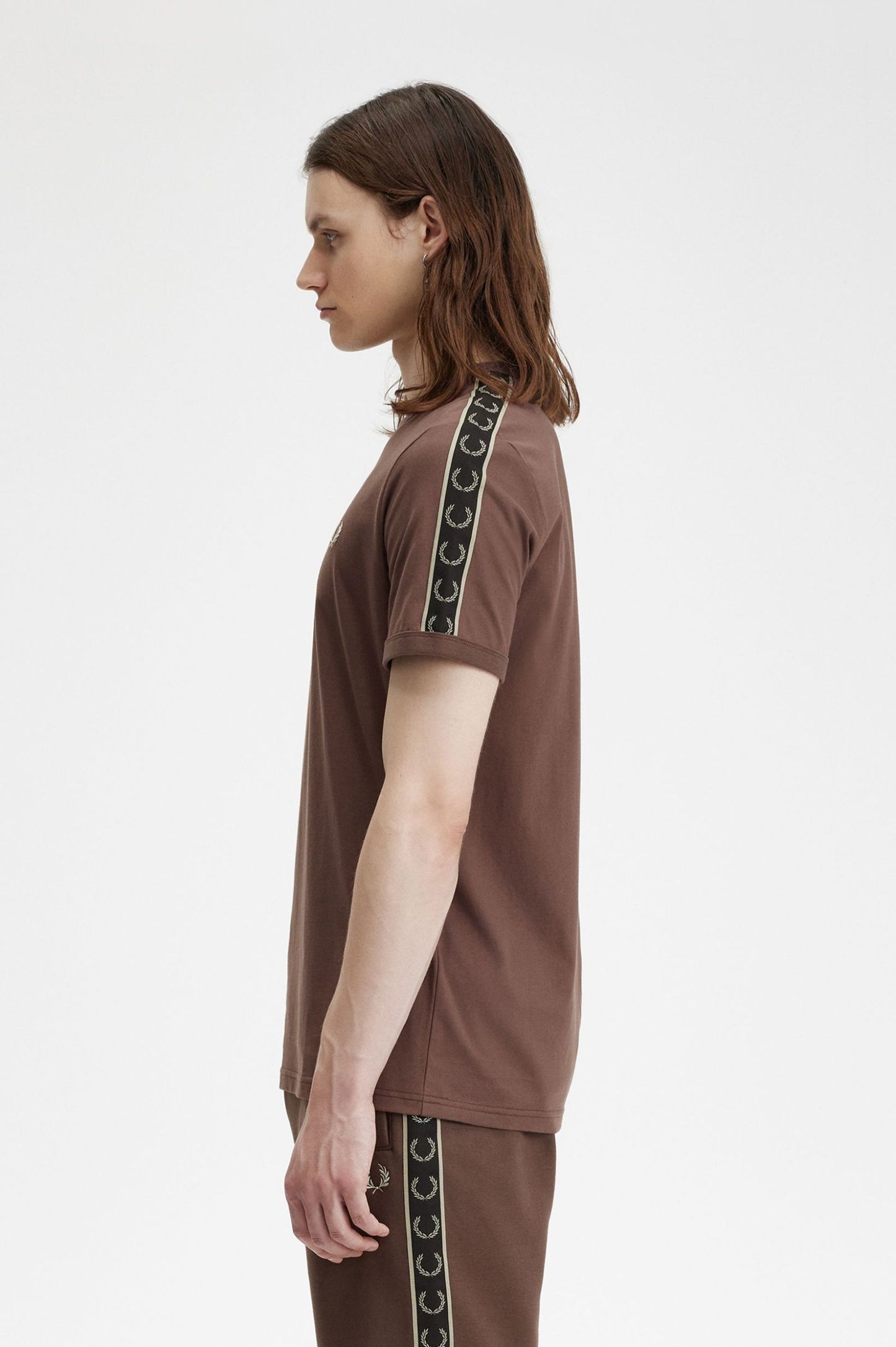 Fred Perry M4613 Contrast Tape Ringer T-Shirt - Brick/Warm Grey