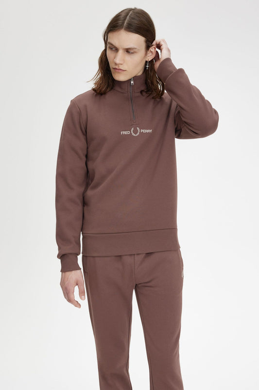 FRED PERRY EMBROIDERED HALF ZIP SWEATER