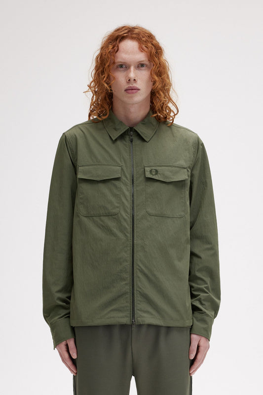 FRED PERRY TEXTURED ZIP THROUGH OVERSHIRT