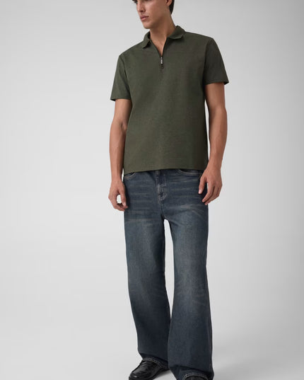 Half Zip Knit Polo - Green