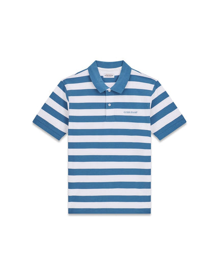 Guess Jeans Embroidered Logo Polo in Blue/White