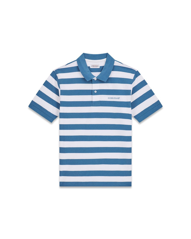 Guess Jeans Embroidered Logo Polo in Blue/White