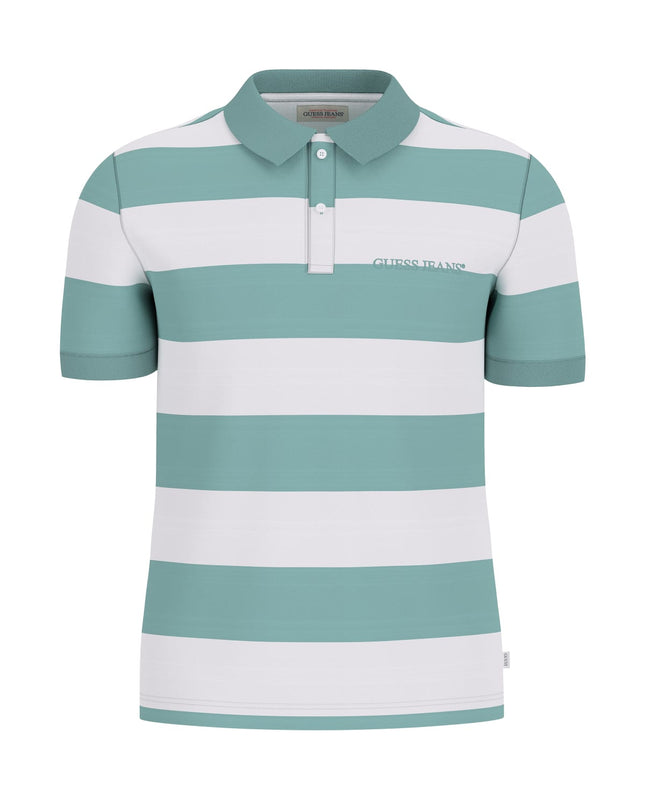 Guess Jeans Embroidered Logo Polo in Mint/White