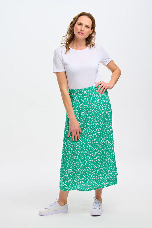 Zora Skirt - Green, Scatter Print