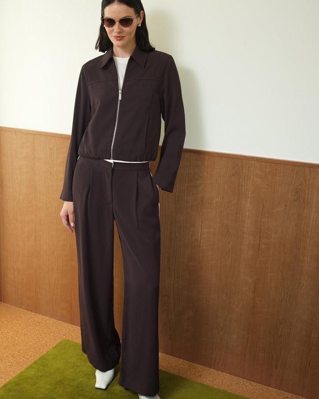 Vinnie Tailored Brown Zip Through Blouson Jacket