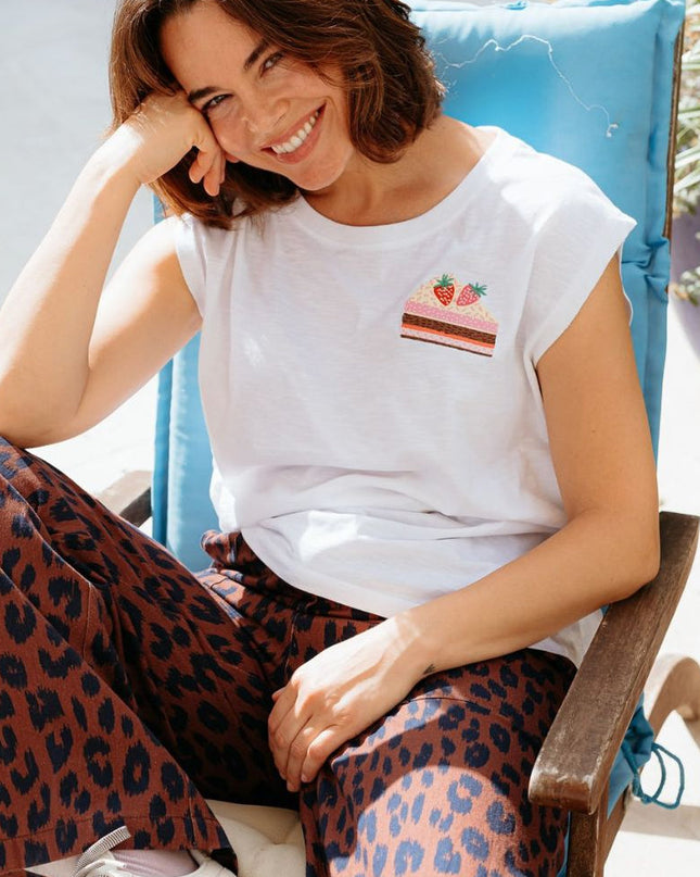 Chrissy Relaxed Tank T-Shirt - White, Cake