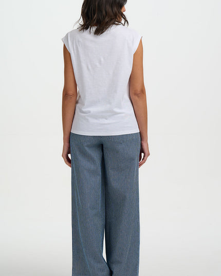 Chrissy Relaxed Tank T-Shirt - White, Cake