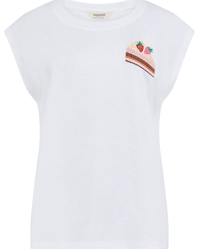 Chrissy Relaxed Tank T-Shirt - White, Cake