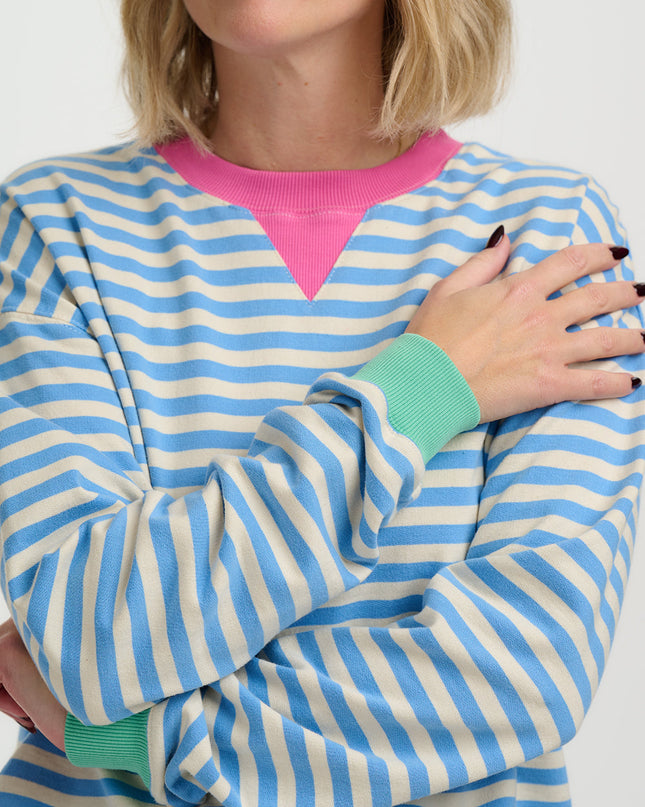 Lucia Sweatshirt - Off White/Blue/Pink, Stripes