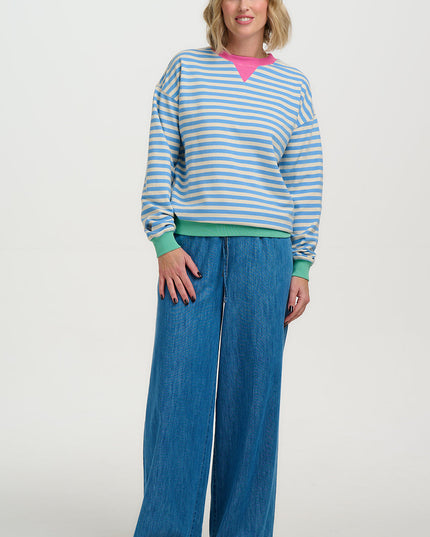 Lucia Sweatshirt - Off White/Blue/Pink, Stripes
