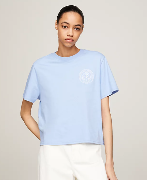 Tommy Jeans Luxe Prep Back Logo Boxy T-Shirt - Moderate Blue