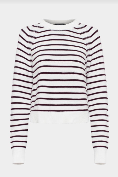 Lilly Mozart Crew Neck Jumper - Winter White / Bordeaux Red