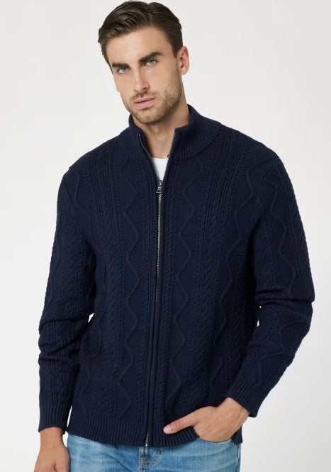 Guess Cable knit zip cardigan - Navy