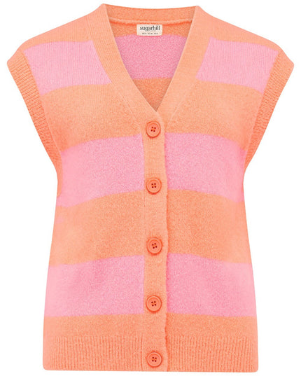 Amber Knit Vest - Peach/Pink, Pastel Stripe