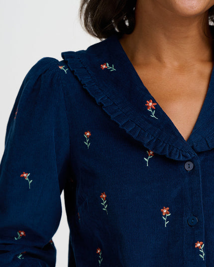 Bea Cord Blouse - Teal, Ditsy Floral