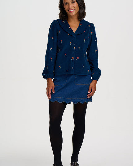 Bea Cord Blouse - Teal, Ditsy Floral