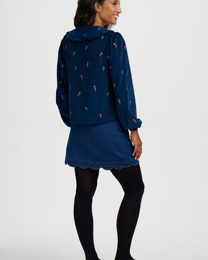 Bea Cord Blouse - Teal, Ditsy Floral