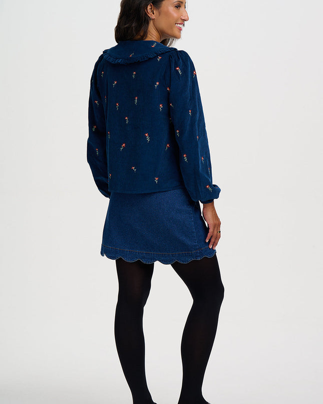 Bea Cord Blouse - Teal, Ditsy Floral