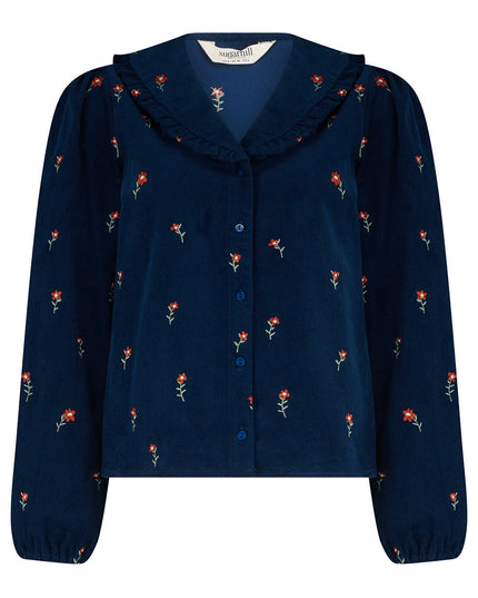Bea Cord Blouse - Teal, Ditsy Floral