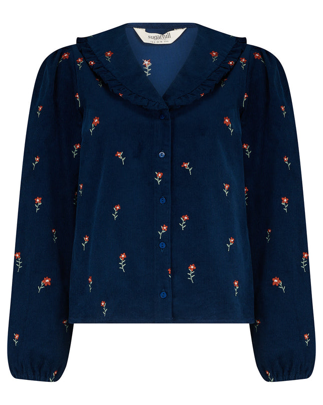Bea Cord Blouse - Teal, Ditsy Floral
