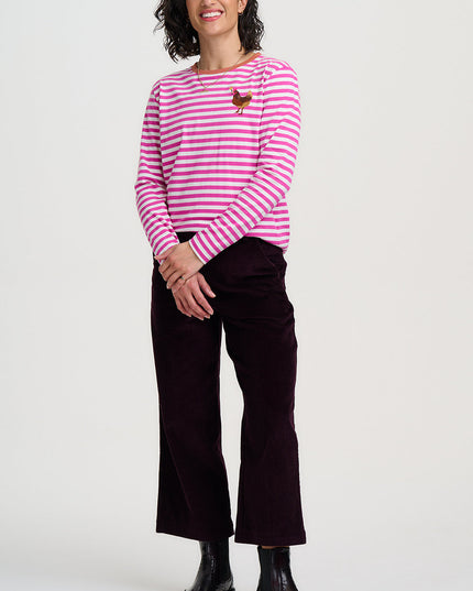 Brunswick Jersey Top - Off White/Magenta, Chicken Flower