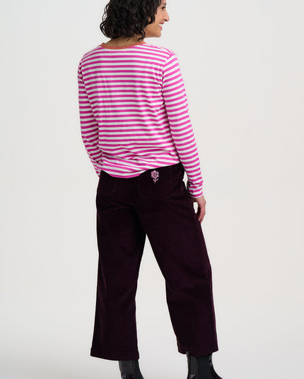 Brunswick Jersey Top - Off White/Magenta, Chicken Flower