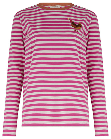 Brunswick Jersey Top - Off White/Magenta, Chicken Flower