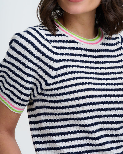 Coraline Knit Top - Off White/Navy, Nautical Stripe