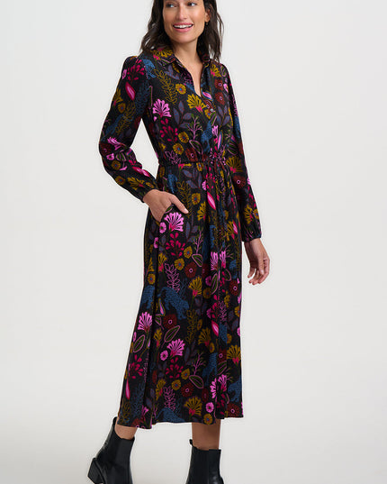 Dottie Maxi Shirt Dress - Black, Jungle Panther