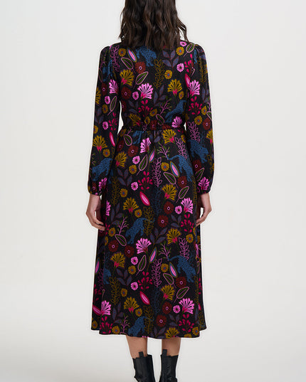 Dottie Maxi Shirt Dress - Black, Jungle Panther
