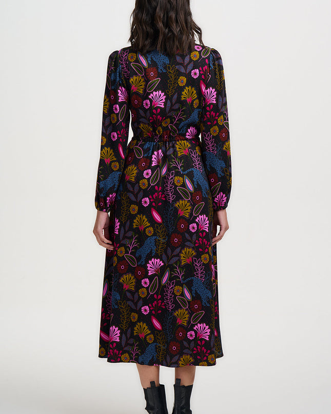 Dottie Maxi Shirt Dress - Black, Jungle Panther