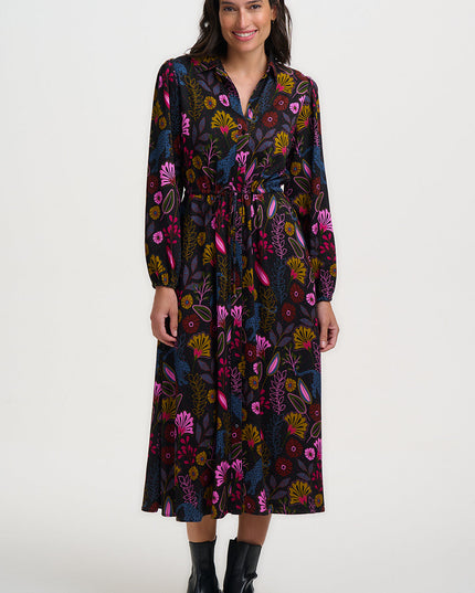 Dottie Maxi Shirt Dress - Black, Jungle Panther