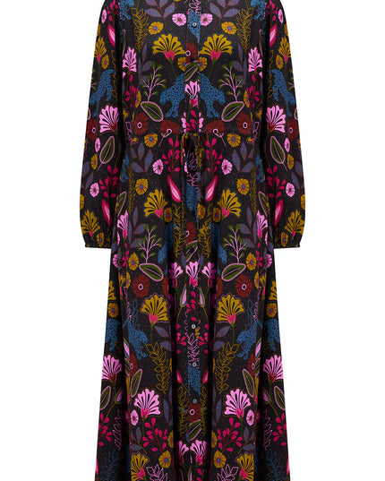 Dottie Maxi Shirt Dress - Black, Jungle Panther